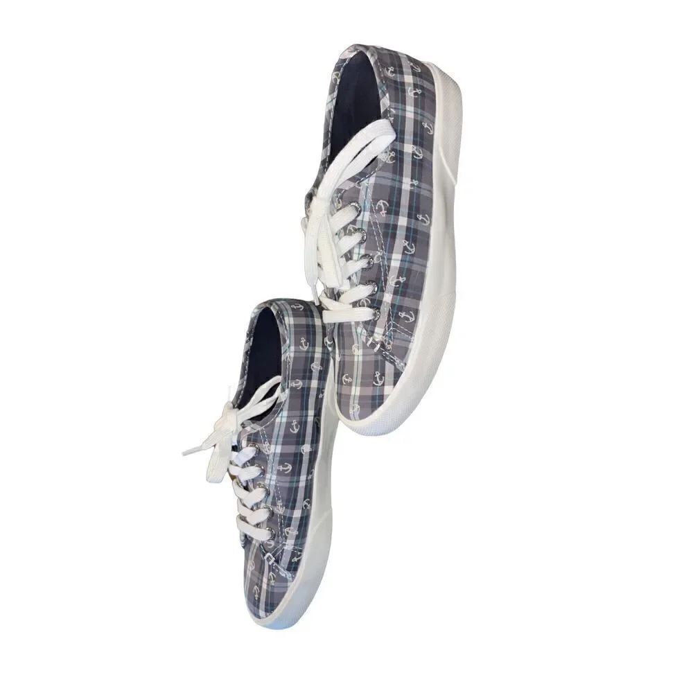 Sperry Women's Top-Sider Pier View Anchor Gray Plaid Size 7M - Picture 2 of 7